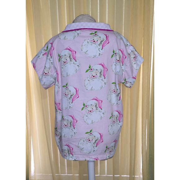 Jayes Studio Rosanne Beck Jolly Pink‎ Santa Pajama Top Size L - Picture 3 of 6